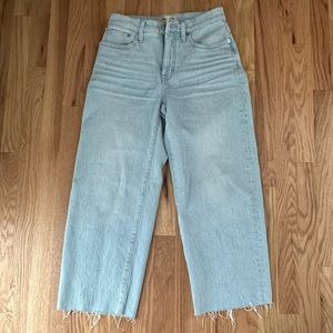Madewell Womens Perfect Vintage Wide Leg Crop Jean in Light Blue, Size 26 Petite